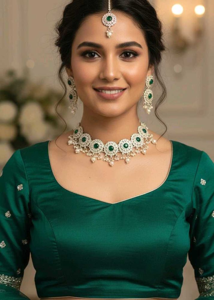 Elegant Green &amp; Gold Jewelry Set