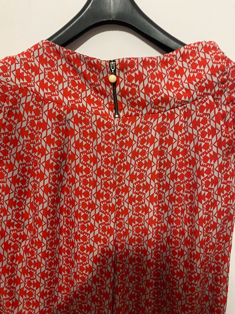 Red Geometric Print Trouser