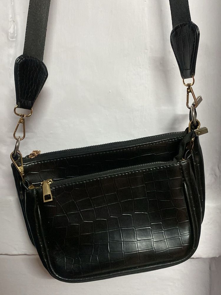 Chic Black Croc Embossed Bag