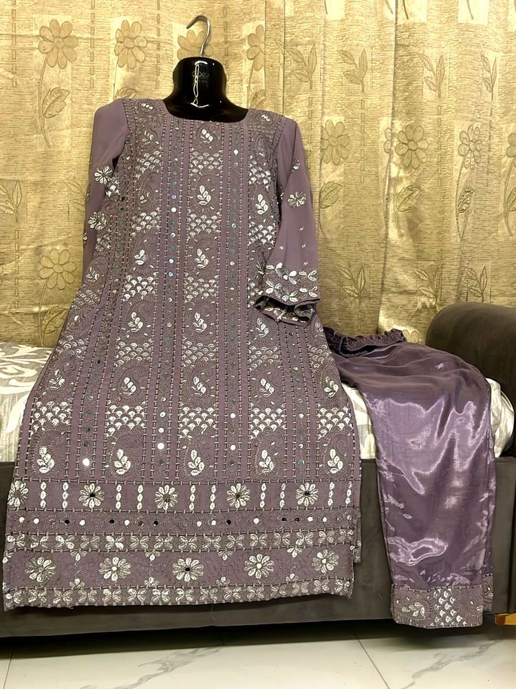 Lavender Embroidered Salwar Kameez