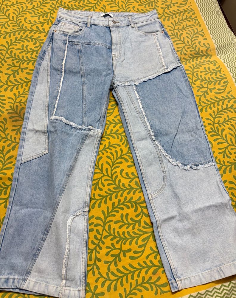 Patchwork Wide Leg Jeans