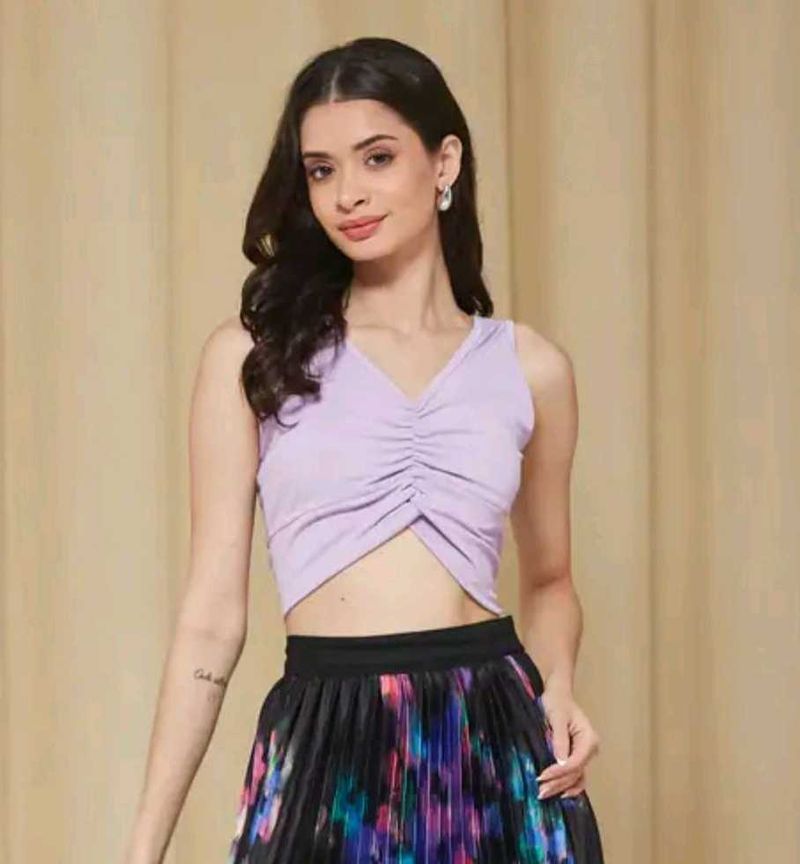Lavender Ruched Sleeveless Top