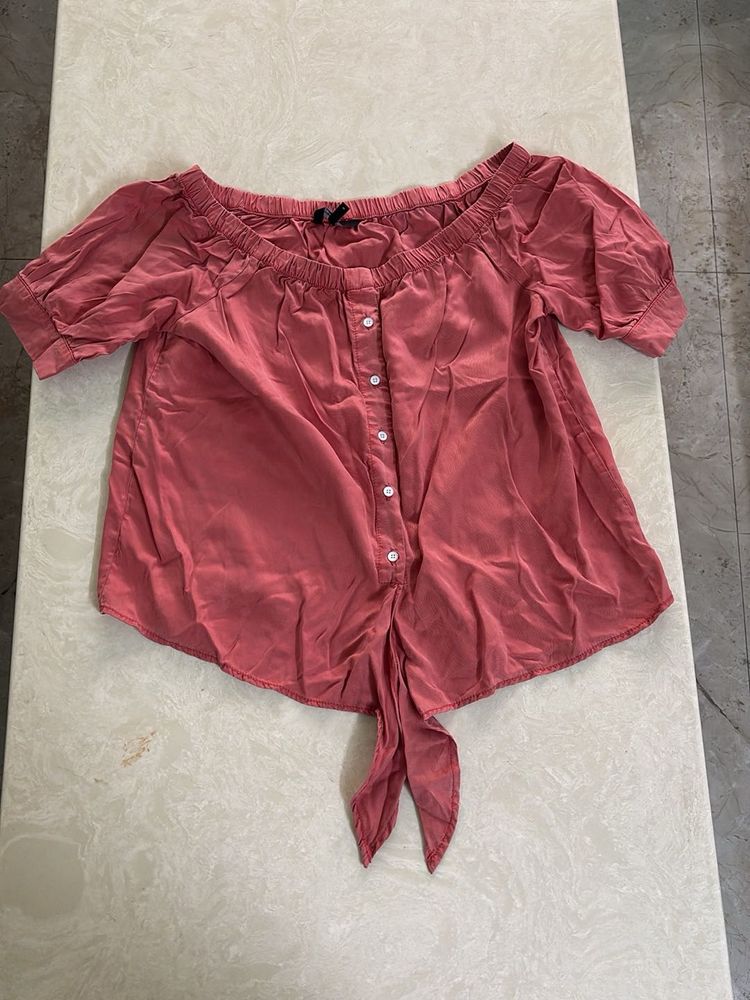 Cute Pink Off-Shoulder Top
