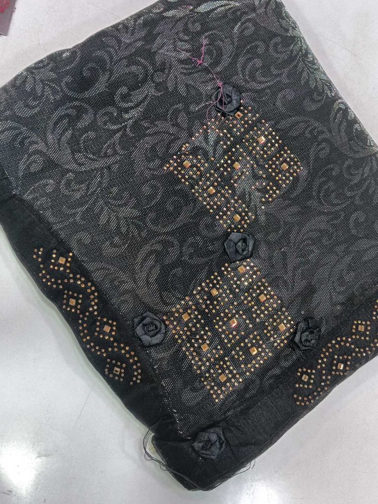 Elegant Black Embellished Saree