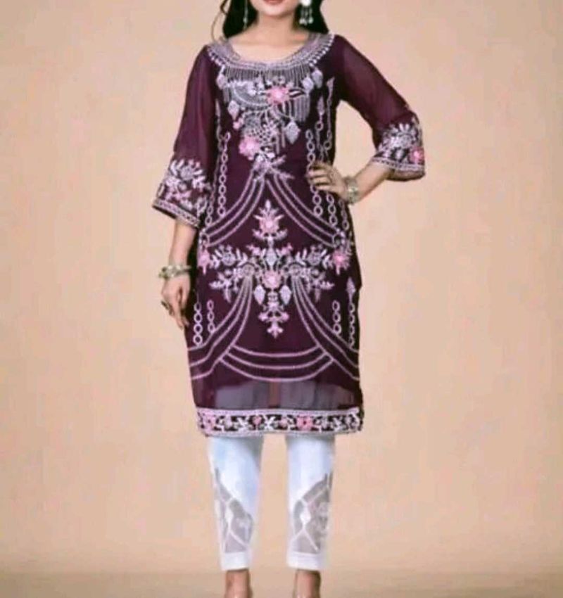 Wine Color Kurti Pant