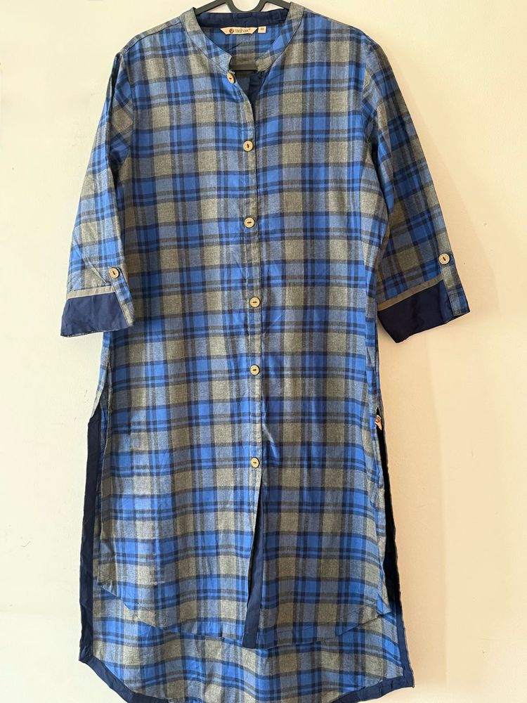 Blue checked Kurta