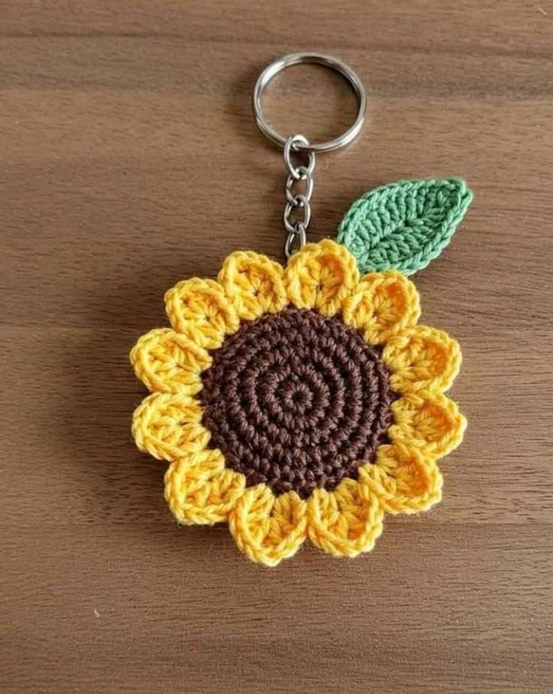 Crochet Sunflower Keychain