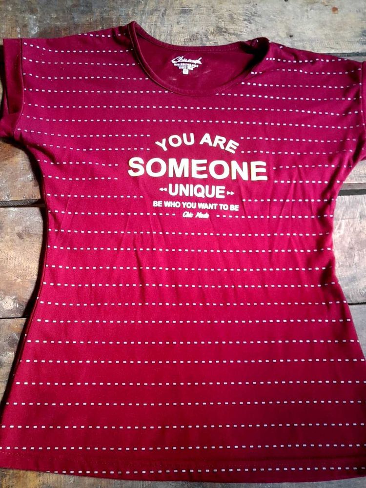 Daily Bear Maroon T Shirt For Girls