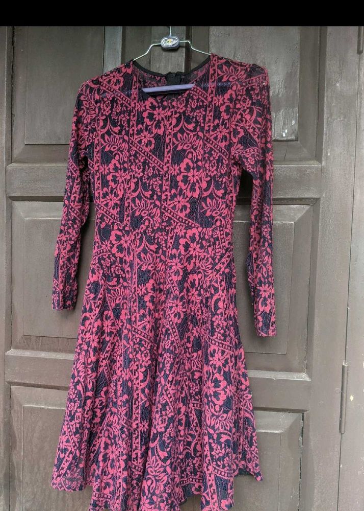 Patterned Long Sleeve Dress
