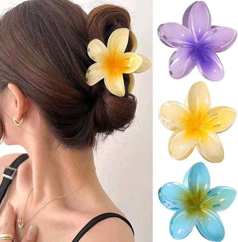 korean multicolor flower hair clip