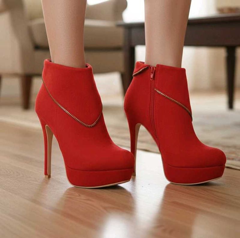 Red Platform Ankle Boots