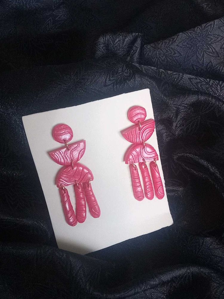 Statement Red Polymer Clay Earrings