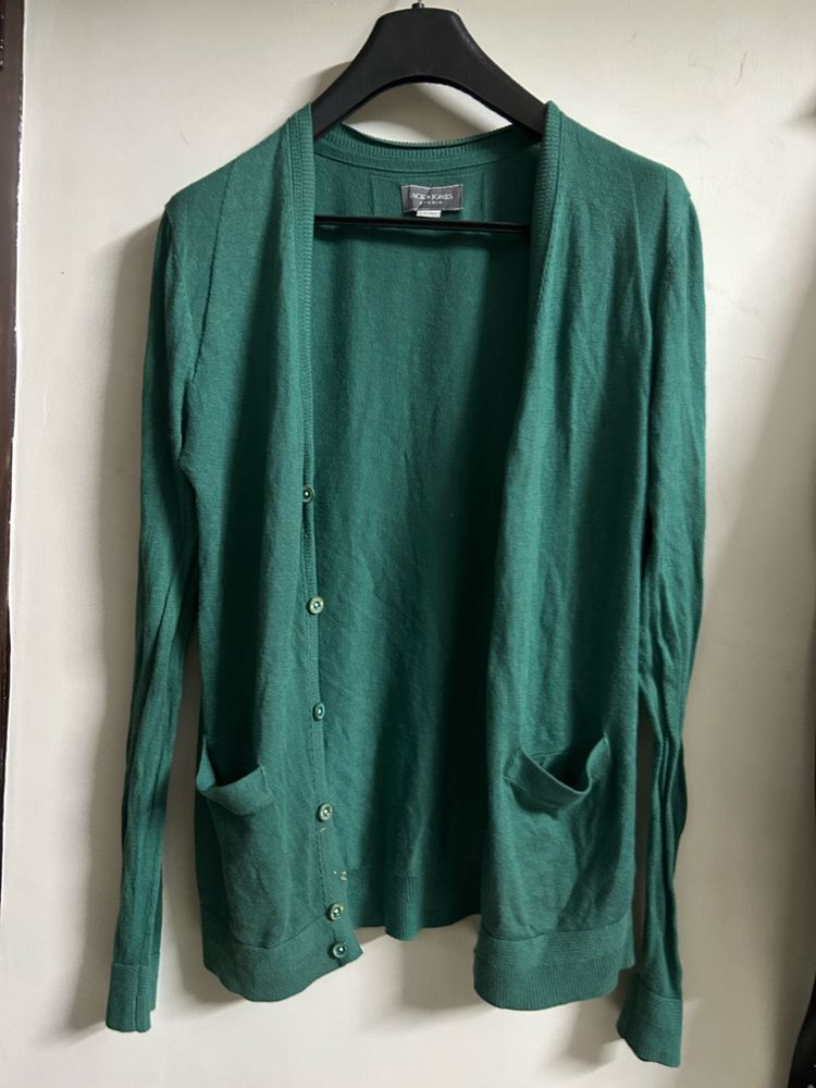 Green Cardigan Sweater