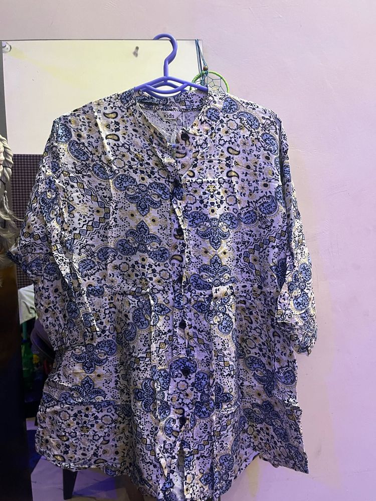 Paisley Print Button-Down Top