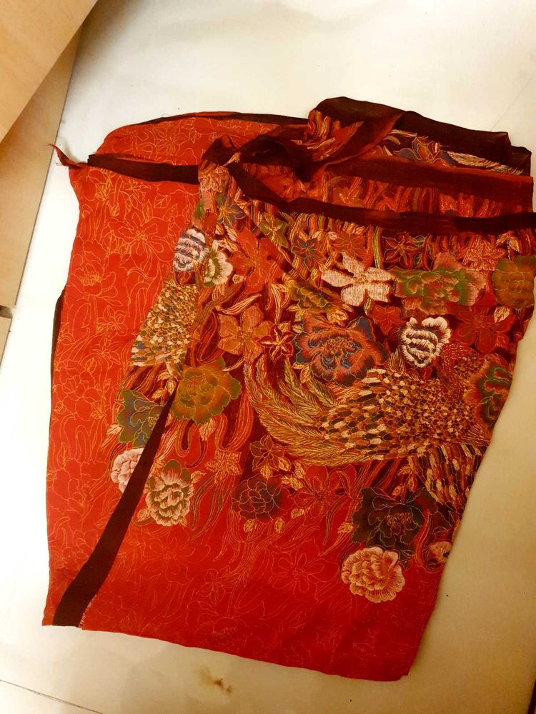 Bright Orangish Red Floral Cotton Saree