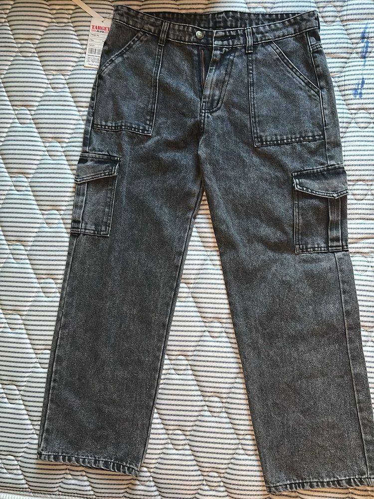 Trendy Grey Cargo Jeans