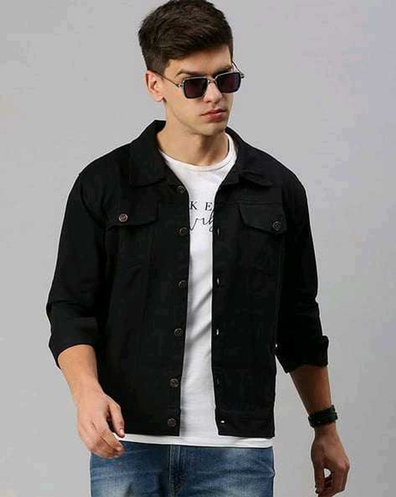 Men&#39;s Stylish Black Denim Jacket, M Size