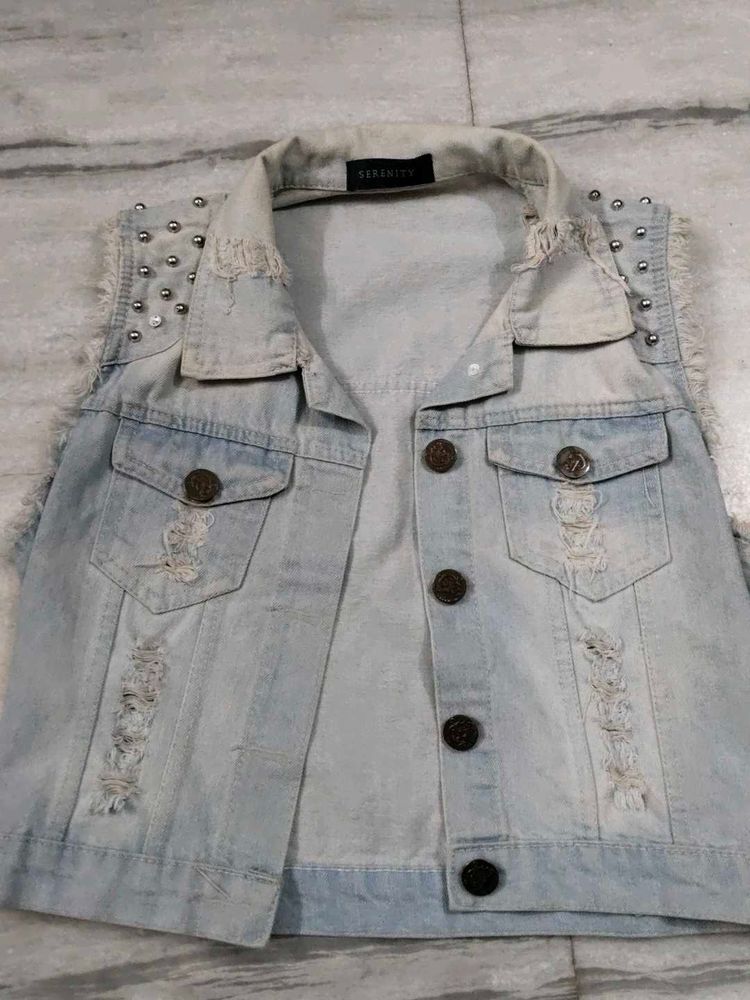 Denim Vest with Studs