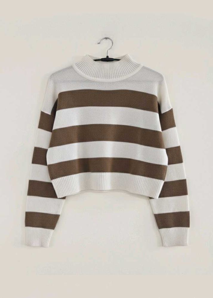 Striped Knit Cropped Sweater