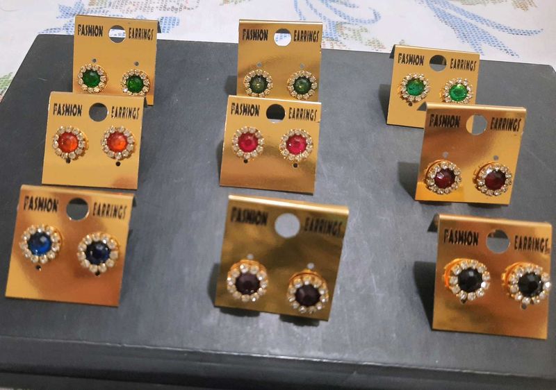 Stud Earrings: Colorful