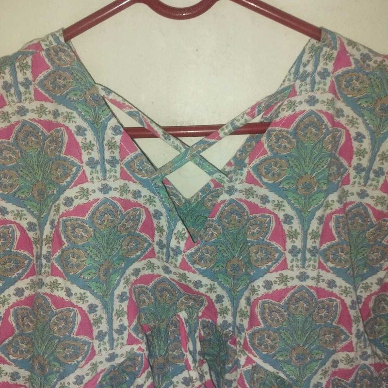 Paisley Print Top with Criss-Cross Back