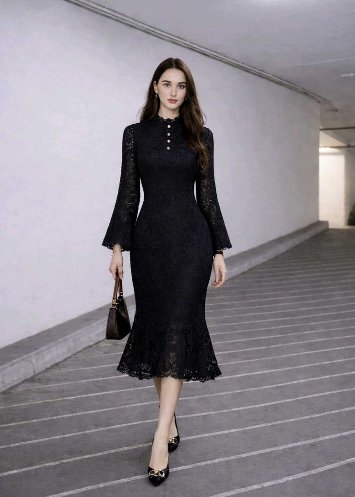 Elegant Black Lace Dress🖤