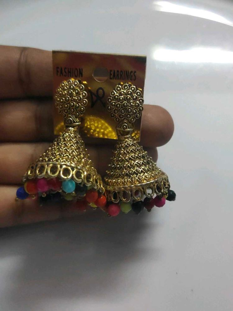 Gold-tone Jhumka Earrings