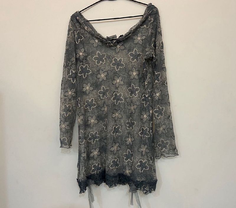 Y2k Floral Lace Long Sleeve Dress