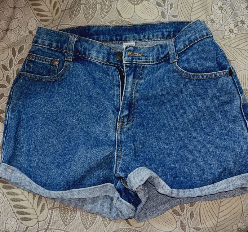Denim Roll Cuff Shorts