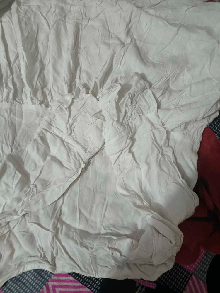 White Crinkled Top