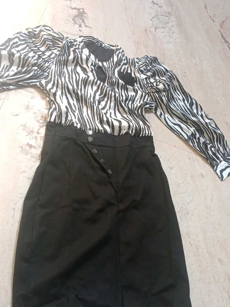 black and white chita print body dress