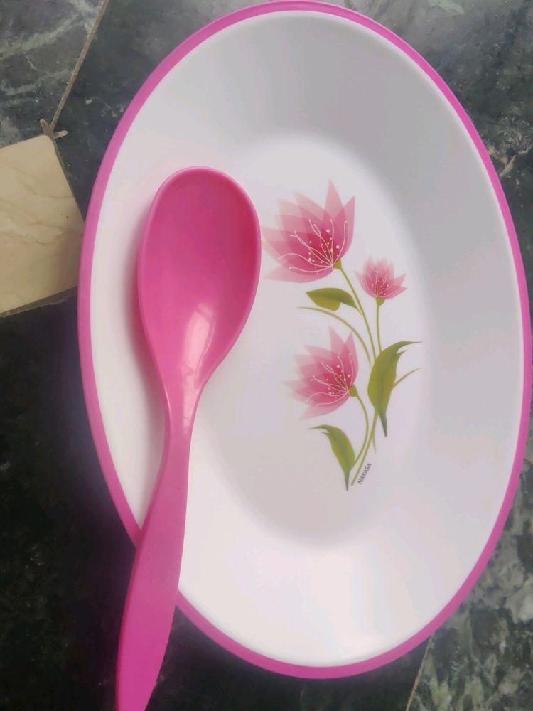 Rice Plate With Serving Spoon