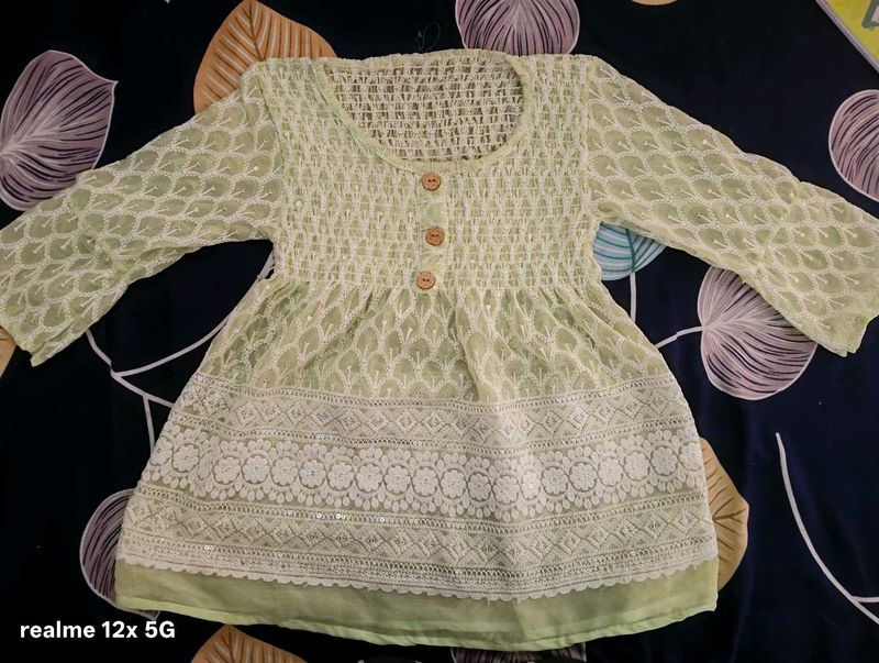Green Embroidered Tunic Top