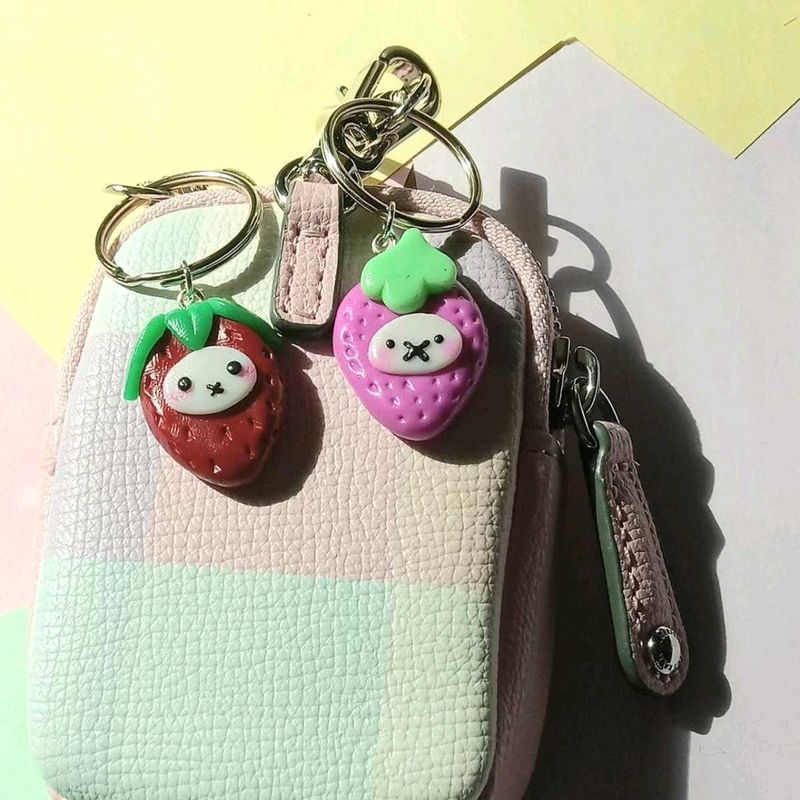 2x🍓 Strawberry Miffy Keychains 🐰