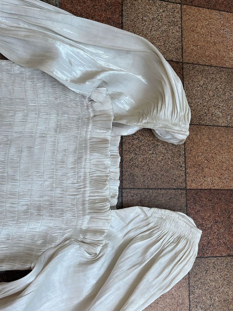 Exactly New Cream Shirred Blouse
