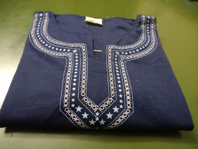 Navy Blue Printed Top for Women