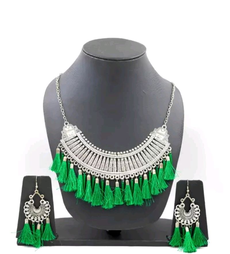 Swag India Oxidised Tassles Jewellery Set