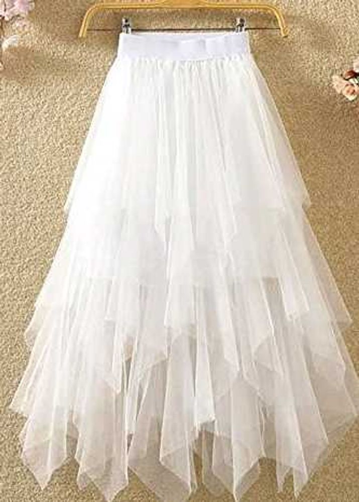 White ruffle Skirt( free sized)