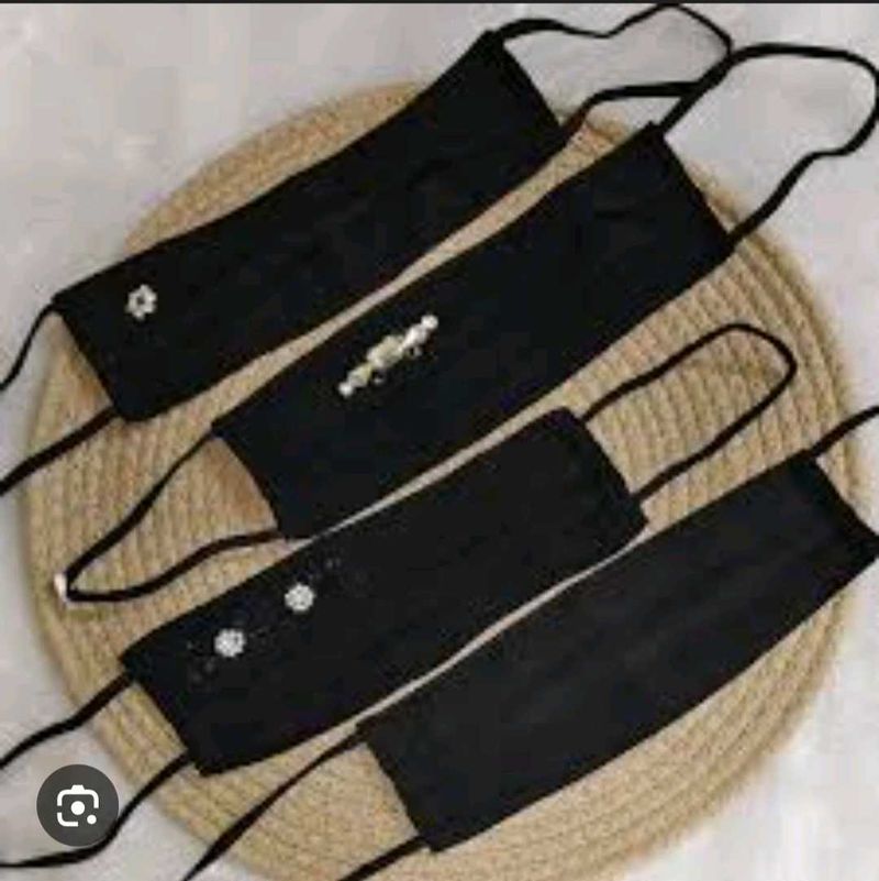 Black Embellished Face Masks