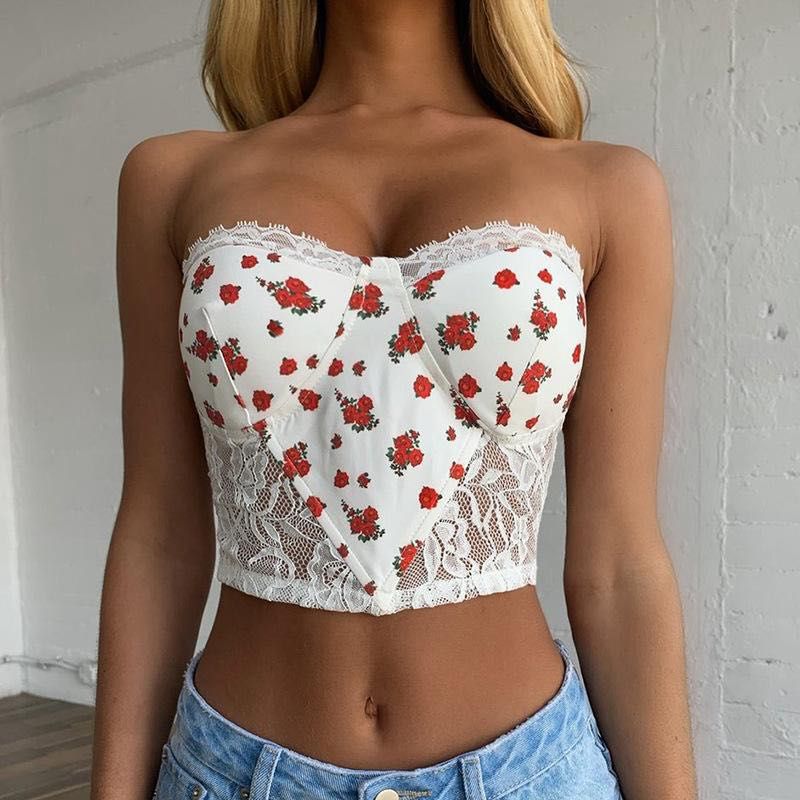 urbanic Floral Lace Bustier Top