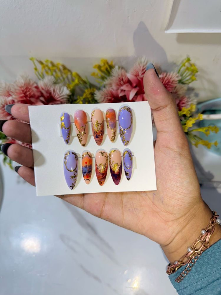 Custom Hand-Painted Press-On Nail Set