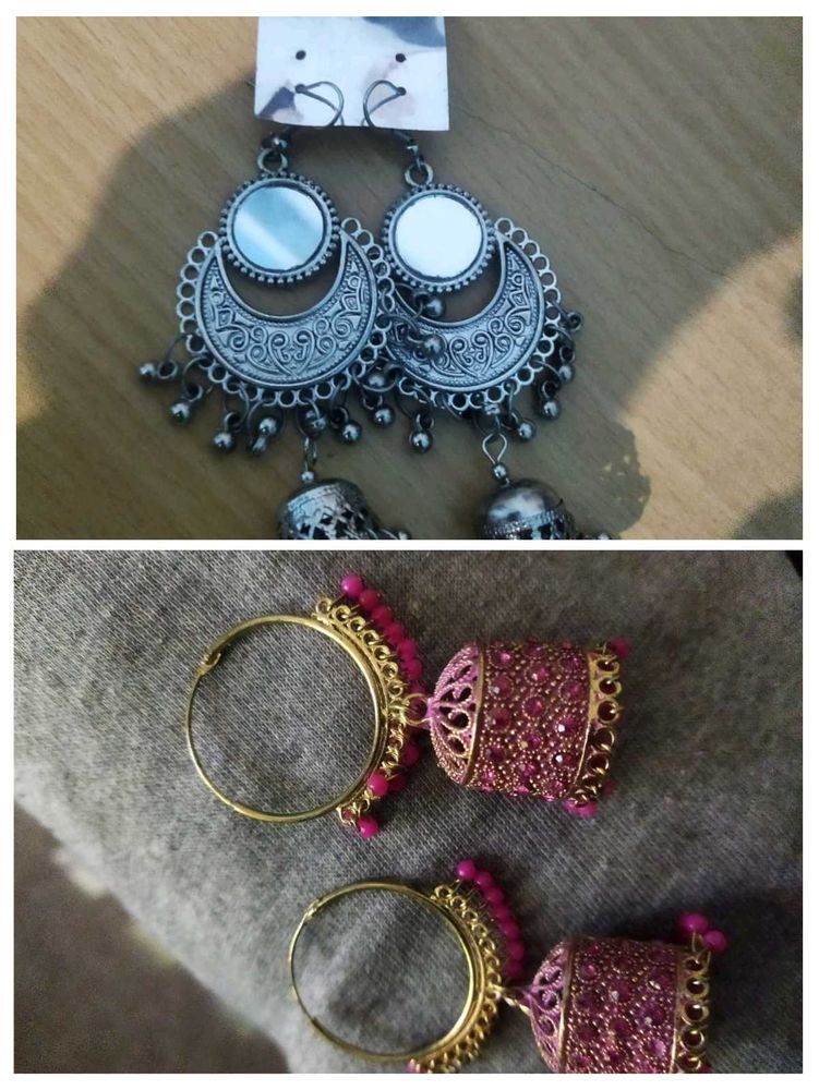 Pink Jhumka Earrings