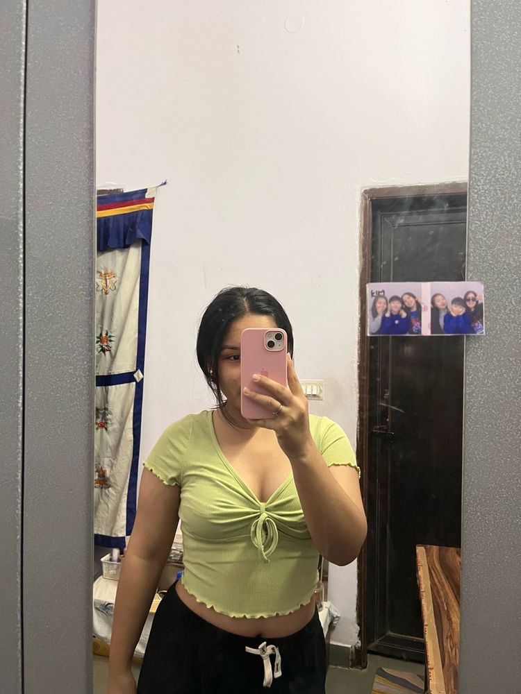 Cute Green Tie-Front Top