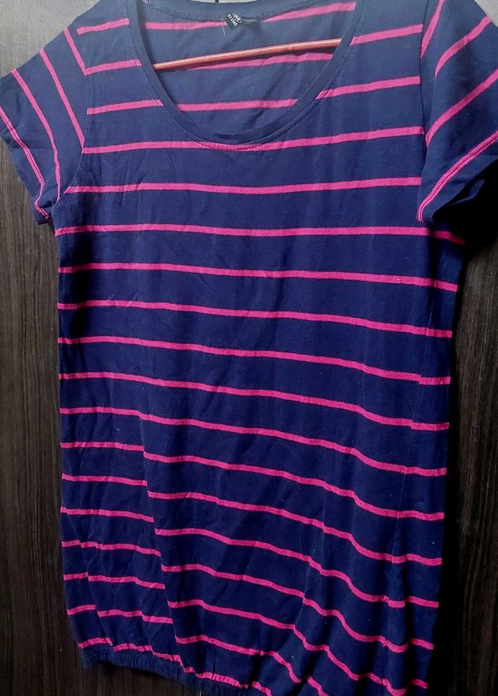 Striped Navy &amp; Pink Top