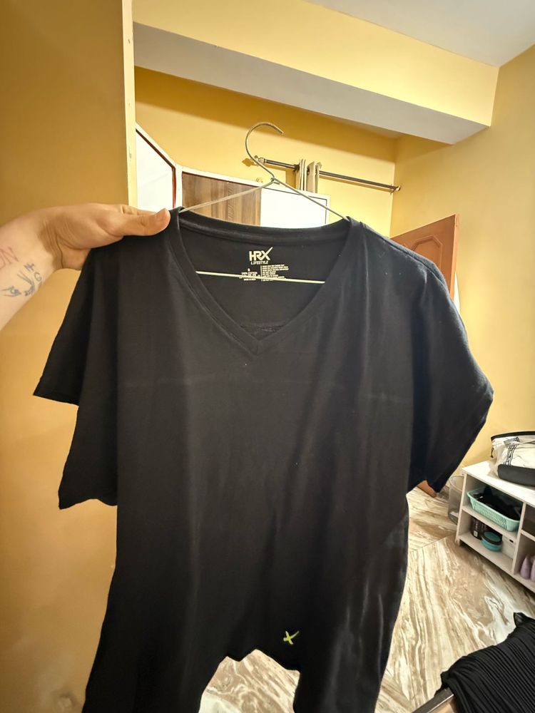 Hrx Black Oversized Tee