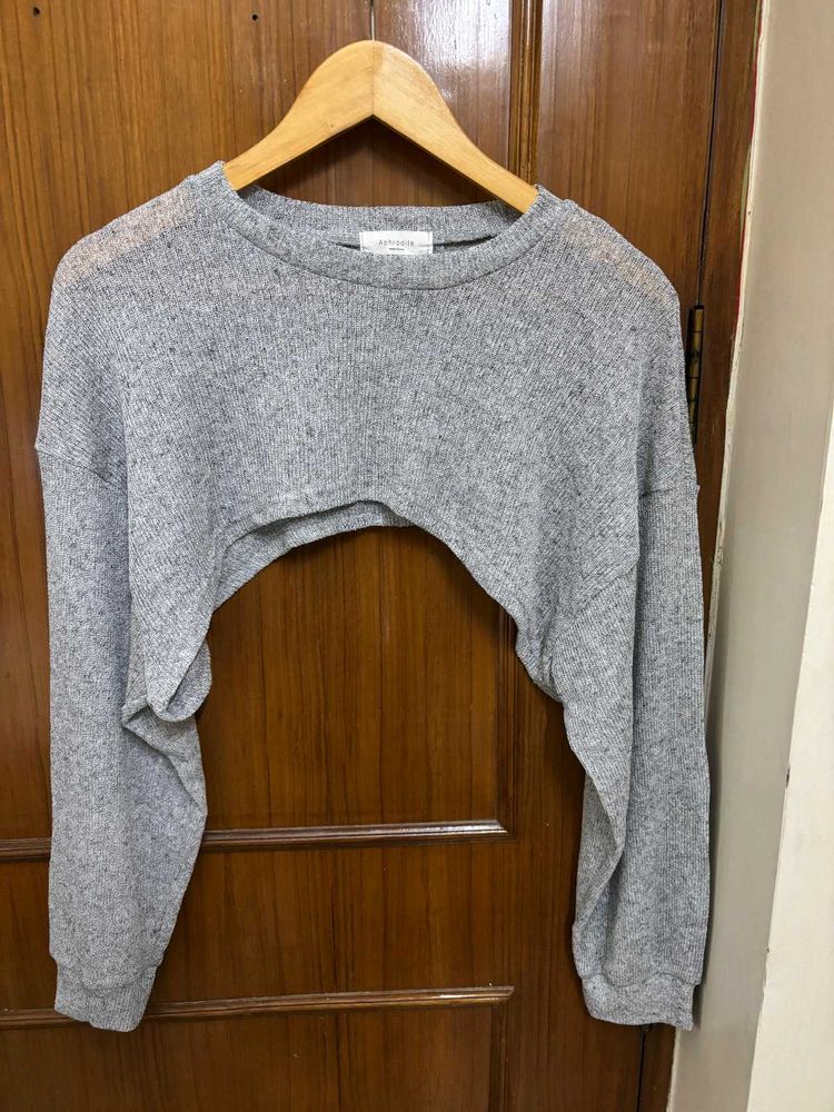 Grey Bolero Shrug/ Cropped Long Sleeve Top