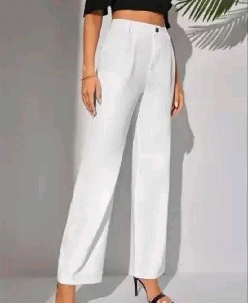 White Wide Leg Trousers