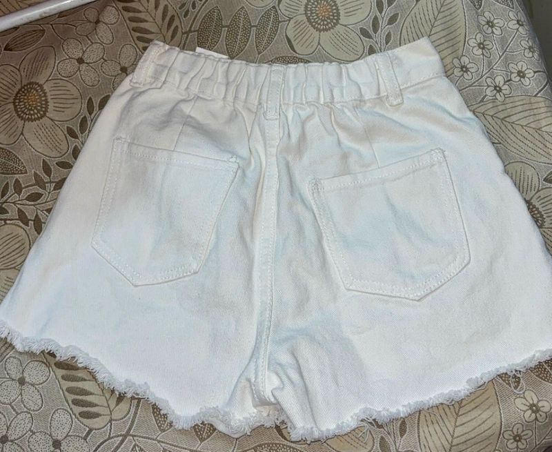 White Denim Frayed Shorts