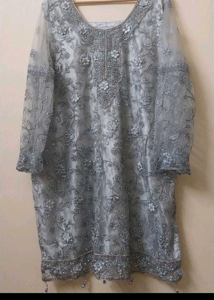 Elegant Embroidered Net Kurti