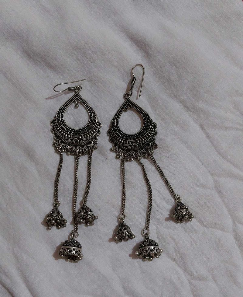 Silver Jhumka Earrings